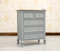 Mumbai Solid Wood Chest of Drawer Storage Five Drawers - Sideboard - Furniselan-Cool-Grey