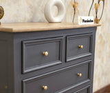 Mumbai Solid Wood Chest of Drawer Storage Five Drawers - Sideboard - Furniselan-Slate-Grey