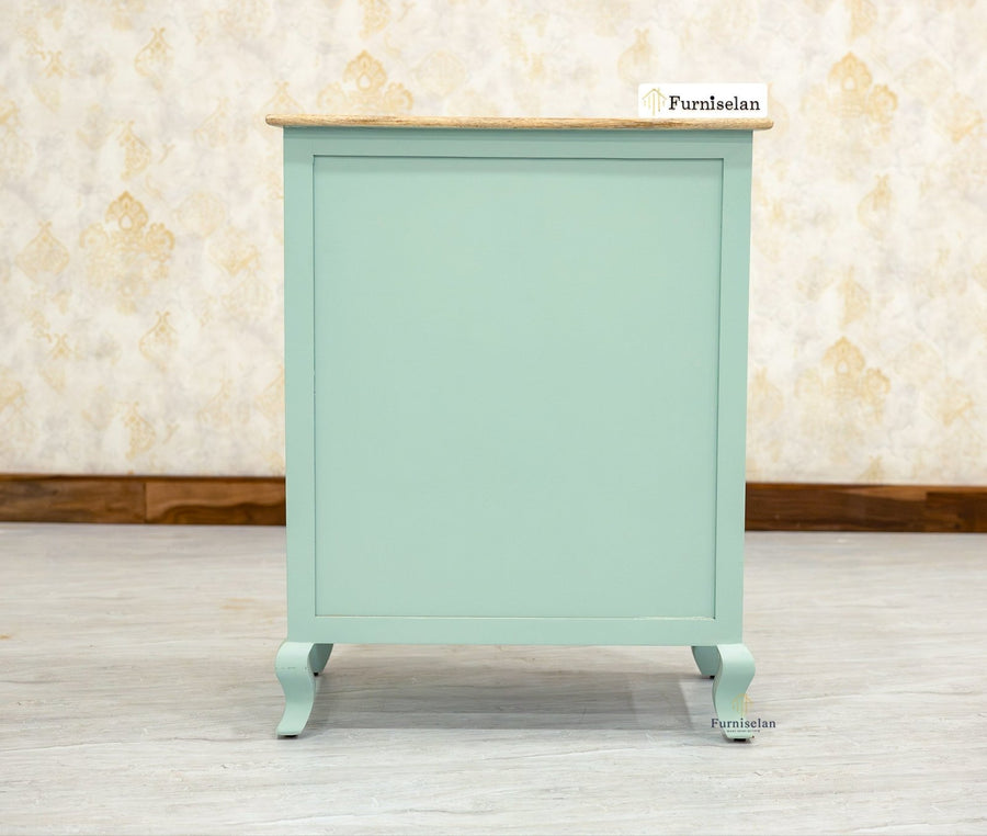 Mumbai Solid Wood Chest of Drawer Storage Five Drawers - Sideboard - Furniselan-Silt-Green
