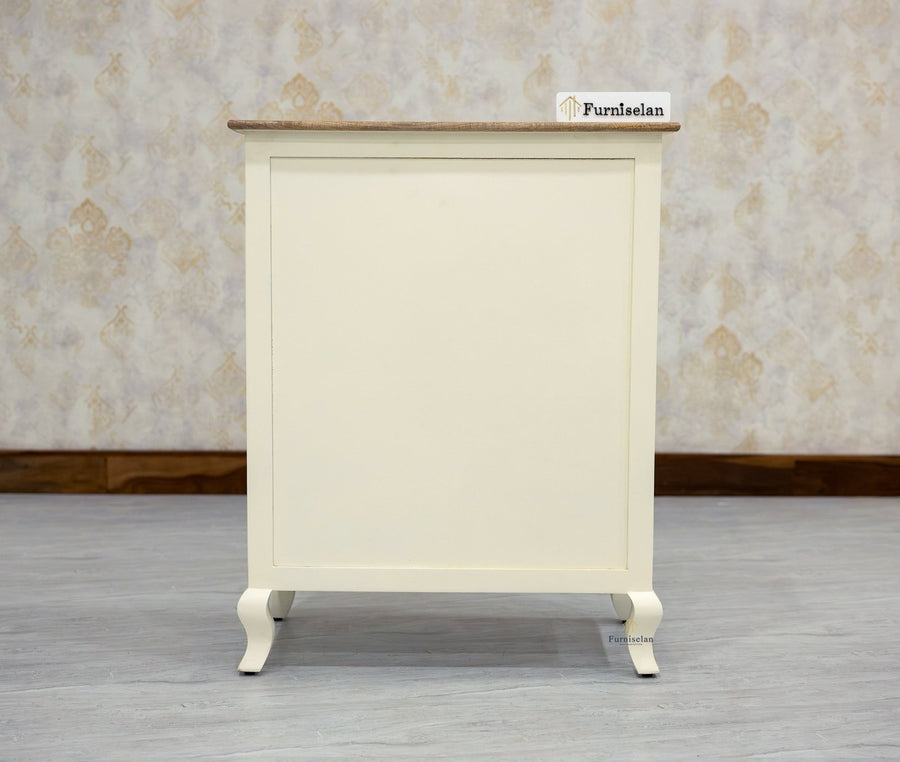 Mumbai Solid Wood Chest of Drawer Storage Five Drawers - Sideboard - Furniselan-Frosty-White