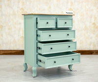 Mumbai Solid Wood Chest of Drawer Storage Five Drawers - Sideboard - Furniselan-Silt-Green