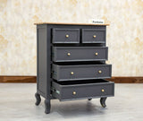 Mumbai Solid Wood Chest of Drawer Storage Five Drawers - Sideboard - Furniselan-Slate-Grey