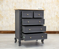 Mumbai Solid Wood Chest of Drawer Storage Five Drawers - Sideboard - Furniselan-Slate-Grey