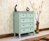 Mumbai Solid Wood Chest of Drawer Storage Five Drawers - Sideboard - Furniselan-Silt-Green