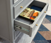 Mumbai Solid Wood Chest of Drawer Storage Five Drawers - Sideboard - Furniselan-Cool-Grey
