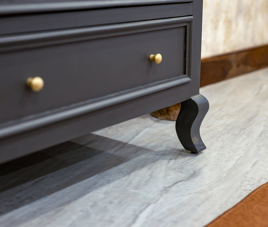 Mumbai Solid Wood Chest of Drawer Storage Five Drawers - Sideboard - Furniselan-Slate-Grey