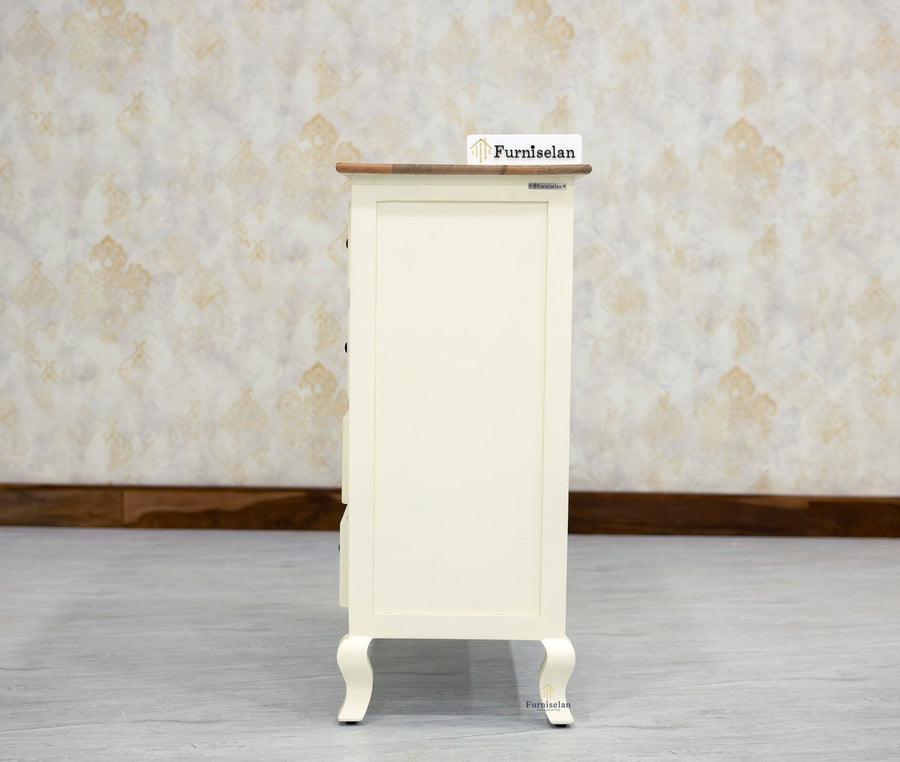 Mumbai Solid Wood Chest of Drawer Storage Five Drawers - Sideboard - Furniselan-Frosty-White