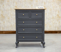 Mumbai Solid Wood Chest of Drawer Storage Five Drawers - Sideboard - Furniselan-Slate-Grey