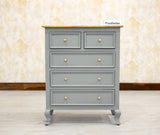 Mumbai Solid Wood Chest of Drawer Storage Five Drawers - Sideboard - Furniselan-Cool-Grey