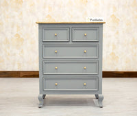 Mumbai Solid Wood Chest of Drawer Storage Five Drawers - Sideboard - Furniselan-Cool-Grey