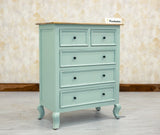 Mumbai Solid Wood Chest of Drawer Storage Five Drawers - Sideboard - Furniselan-Silt-Green