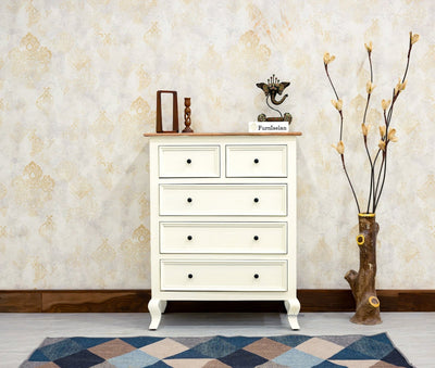 Mumbai Solid Wood Chest of Drawer Storage Five Drawers - Sideboard - Furniselan