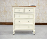 Mumbai Solid Wood Chest of Drawer Storage Five Drawers - Sideboard - Furniselan-Frosty-White