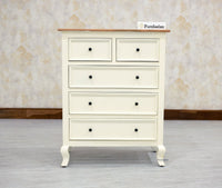 Mumbai Solid Wood Chest of Drawer Storage Five Drawers - Sideboard - Furniselan-Frosty-White