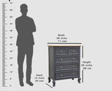 Mumbai Solid Wood Chest of Drawer Storage Five Drawers - Sideboard - Furniselan-Slate-Grey