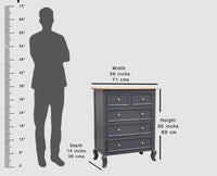 Mumbai Solid Wood Chest of Drawer Storage Five Drawers - Sideboard - Furniselan-Slate-Grey