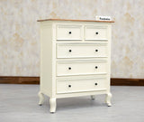 Mumbai Solid Wood Chest of Drawer Storage Five Drawers - Sideboard - Furniselan-Frosty-White