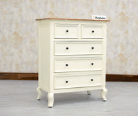 Mumbai Solid Wood Chest of Drawer Storage Five Drawers - Sideboard - Furniselan-Frosty-White