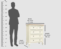Mumbai Solid Wood Chest of Drawer Storage Five Drawers - Sideboard - Furniselan-Frosty-White
