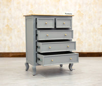 Mumbai Solid Wood Chest of Drawer Storage Five Drawers - Sideboard - Furniselan-Cool-Grey