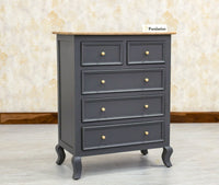 Mumbai Solid Wood Chest of Drawer Storage Five Drawers - Sideboard - Furniselan-Slate-Grey