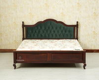 Mumbai Solid Wood King Size Bed Upholstered Headboard Furniselan grey finish