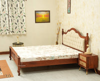 Mumbai Solid Wood King Size Bed Upholstered Headboard Furniselan brown finish
