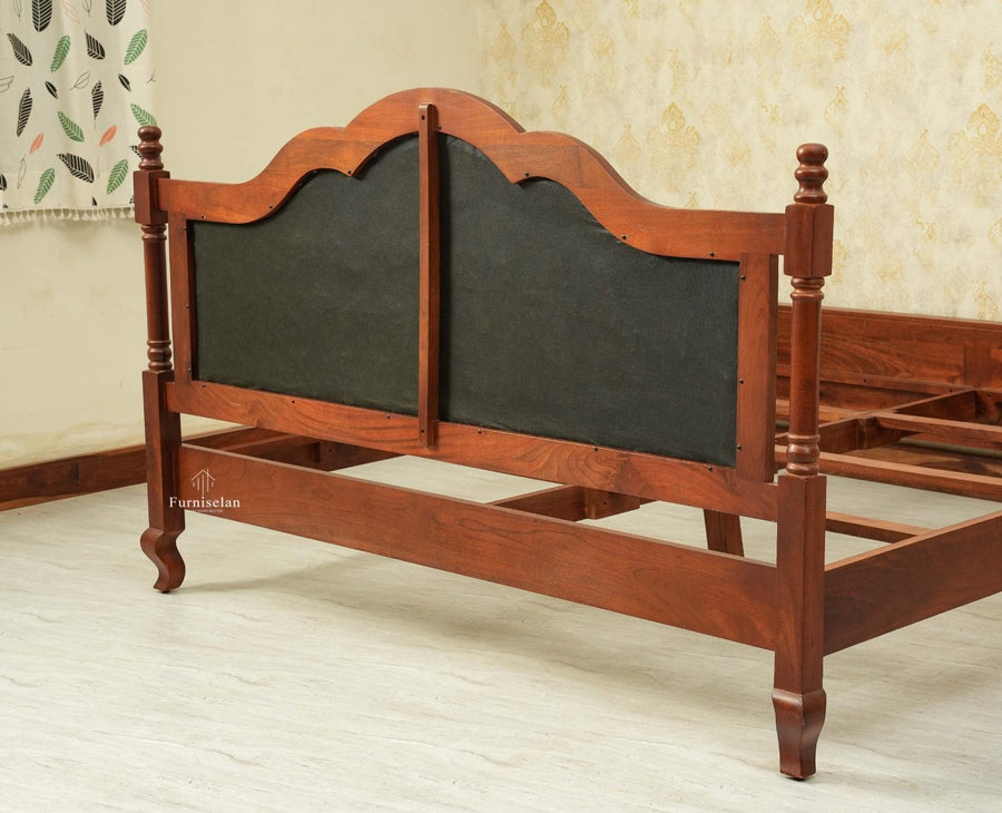Mumbai Solid Wood King Size Bed Upholstered Headboard Furniselan brown finish
