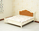 Mumbai Solid Wood King Size Bed Upholstered Headboard Furniselan frosty white