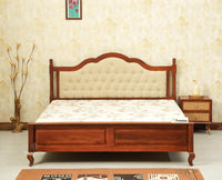 Mumbai Solid Wood King Size Bed Upholstered Headboard Furniselan brown finish
