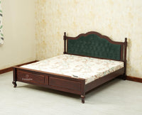 Mumbai Solid Wood King Size Bed Upholstered Headboard Furniselan grey finish