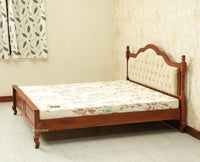 Mumbai Solid Wood King Size Bed Upholstered Headboard Furniselan brown finish