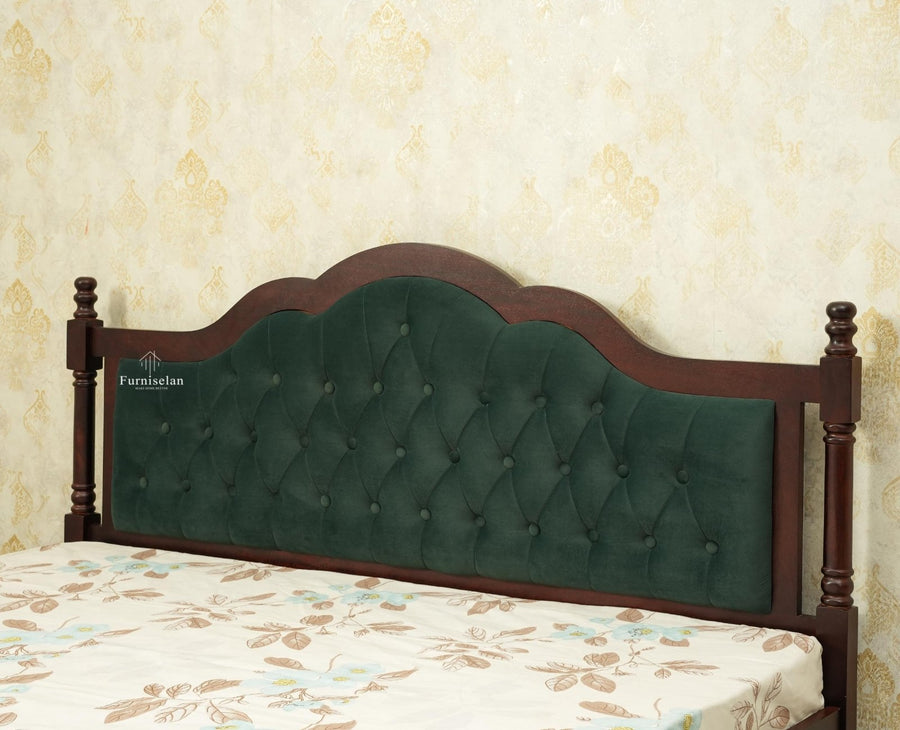 Mumbai Solid Wood King Size Bed Upholstered Headboard Furniselan grey finish