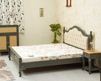 Mumbai Solid Wood King Size Bed Upholstered Headboard Furniselan slate gray