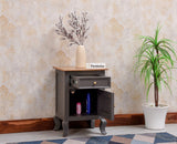 Mumbai Solid Wood One Door One Drawer Bedside Table - Left Side Door - Furniselan - Slate Grey
