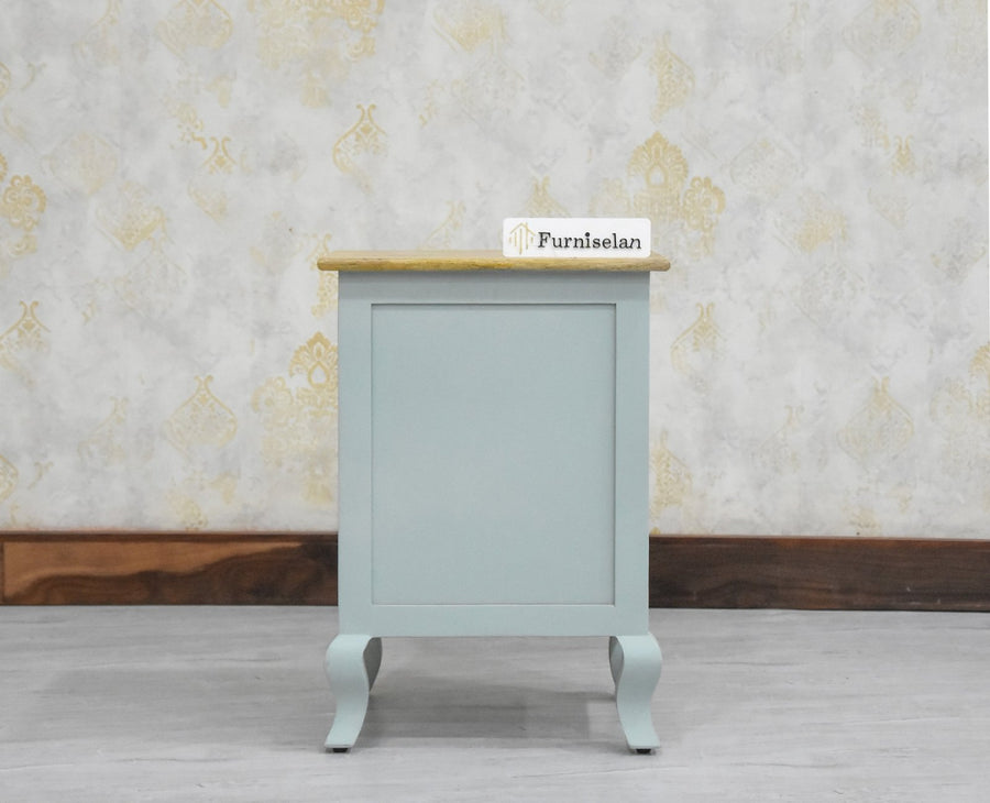 Mumbai Solid Wood One Door One Drawer Bedside Table - Left Side Door - Furniselan - Silt Green
