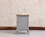 Mumbai Solid Wood One Door One Drawer Bedside Table - Left Side Door - Furniselan - Cool Grey
