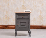 Mumbai Solid Wood One Door One Drawer Bedside Table - Left Side Door - Furniselan - Slate Grey
