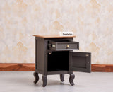 Mumbai Solid Wood One Door One Drawer Bedside Table - Left Side Door - Furniselan - Slate Grey
