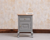Mumbai Solid Wood One Door One Drawer Bedside Table - Left Side Door - Furniselan - Cool Grey
