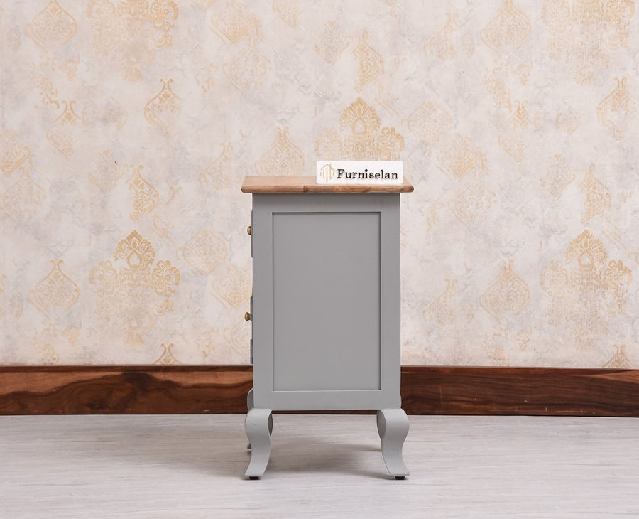 Mumbai Solid Wood One Door One Drawer Bedside Table - Left Side Door - Furniselan - Cool Grey
