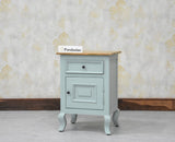 Mumbai Solid Wood One Door One Drawer Bedside Table - Left Side Door - Furniselan - Silt Green
