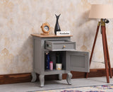 Mumbai Solid Wood One Door One Drawer Bedside Table - Left Side Door - Furniselan - Cool Grey

