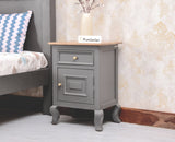 Mumbai Solid Wood One Door One Drawer Bedside Table - Left Side Door - Furniselan - Cool Grey
