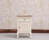 Mumbai Solid Wood One Door One Drawer Bedside Table - Left Side Door - Furniselan - Frosty White
