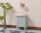 Mumbai Solid Wood One Door One Drawer Bedside Table - Left Side Door - Furniselan - Silt Green
