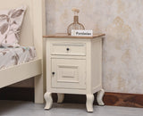 Mumbai Solid Wood One Door One Drawer Bedside Table - Left Side Door - Furniselan - Frosty White
