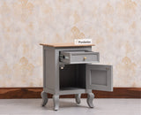 Mumbai Solid Wood One Door One Drawer Bedside Table - Left Side Door - Furniselan - Cool Grey

