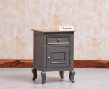 Mumbai Solid Wood One Door One Drawer Bedside Table - Left Side Door - Furniselan - Slate Grey
