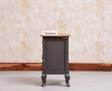 Mumbai Solid Wood One Door One Drawer Bedside Table - Left Side Door - Furniselan - Slate Grey
